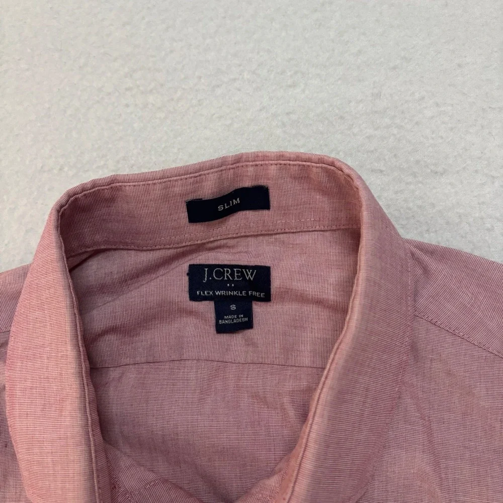 J.Crew Flex Wrinkle Free Slim Fit Shirt Mens Small Red White Micro Pattern
